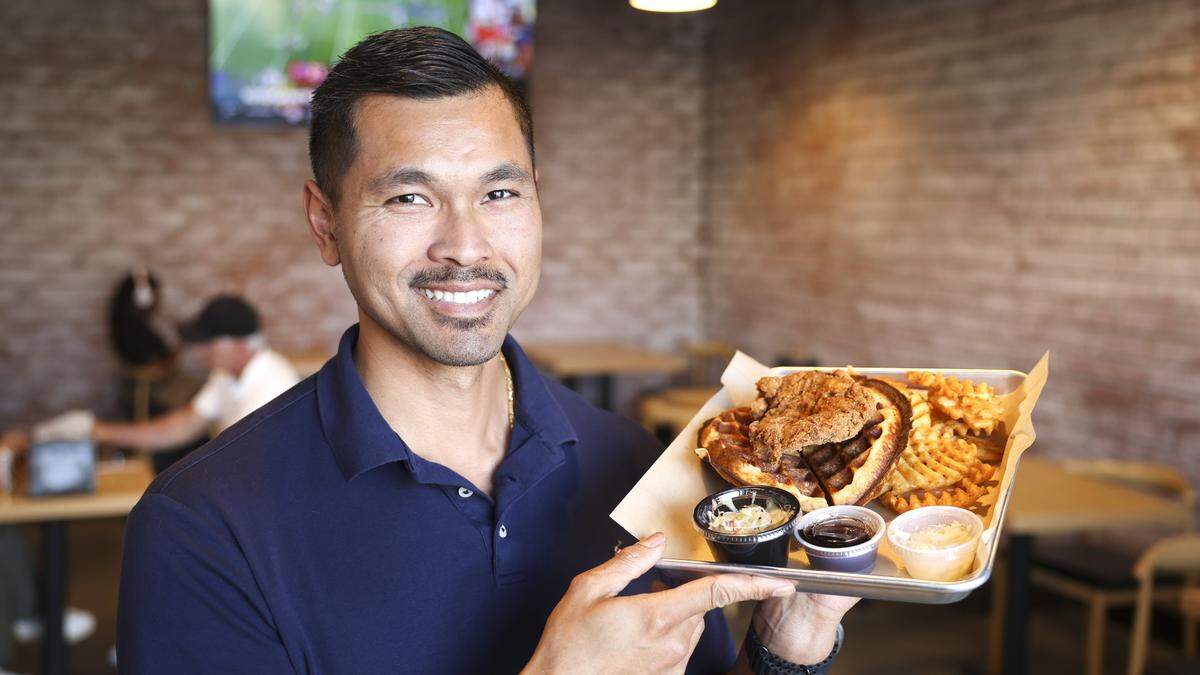 Seth Vann, owner of Woodstone Chicken & Waffle House, a new restaurant on Foothill Blvd. near California Fresh as seen on Jan. 29, 2026.