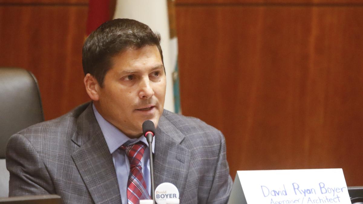 San Luis Obispo County Deputy Assessor David Boyer speaks at a candidate forum for county assessor. The forum was held at the county Board of Supervisor's chambers.David Middlecamp05-09-2018