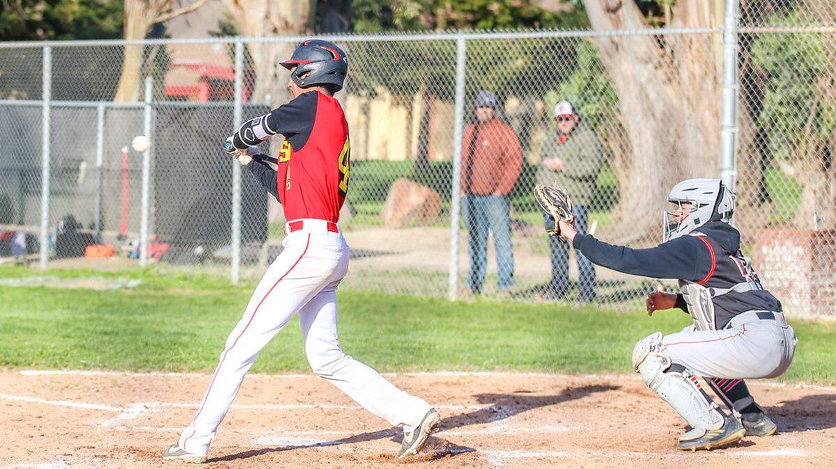 Coast Union High School sophomore first baseman Cristian Castillo, seen here at bat during the 2019 season, has been named to the All-League First-Team in the Coast Valley League.