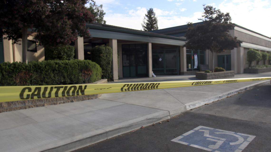 San Gabriel Elementary School , 8500 San Gabriel Road is cordoned off with police caution tape at 5 p.m. on Sunday, September 13, 2015. San Gabriel Road is open to traffic.