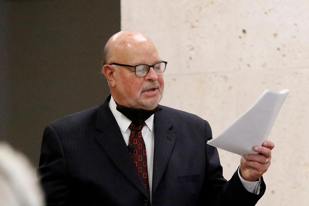 Defense attorney Robert Sanger questions DNA expert Angela Butler in Monterey County Superior Court in Salinas on Monday, Sept. 19, 2022, during the Kristin Smart murder trial.