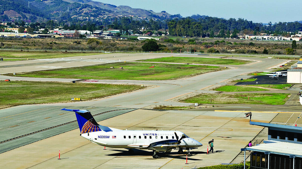 File photo of a United Express plane, operated by SkyWest, at San Luis Obispo County Regional Airport. The turboprop planes will be replaced by jets next month.