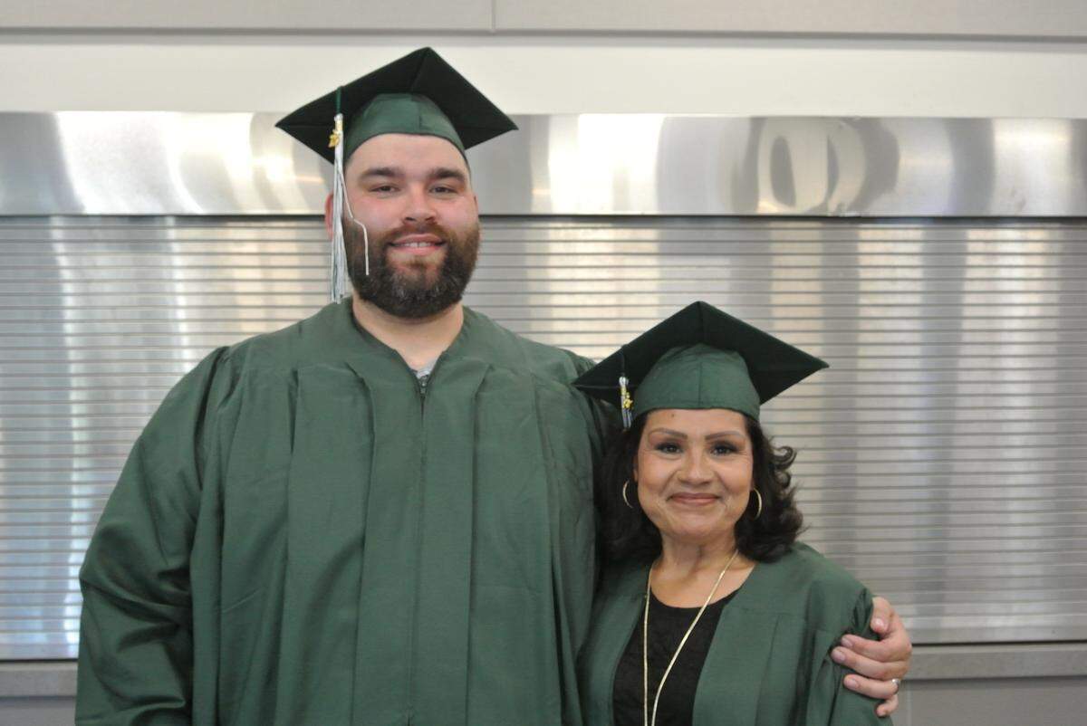 Heriberto Rodriguez, left, and Lourdes Gurrola graduated with their high school diplomas on June 3, 2025 through the Templeton Adult School.