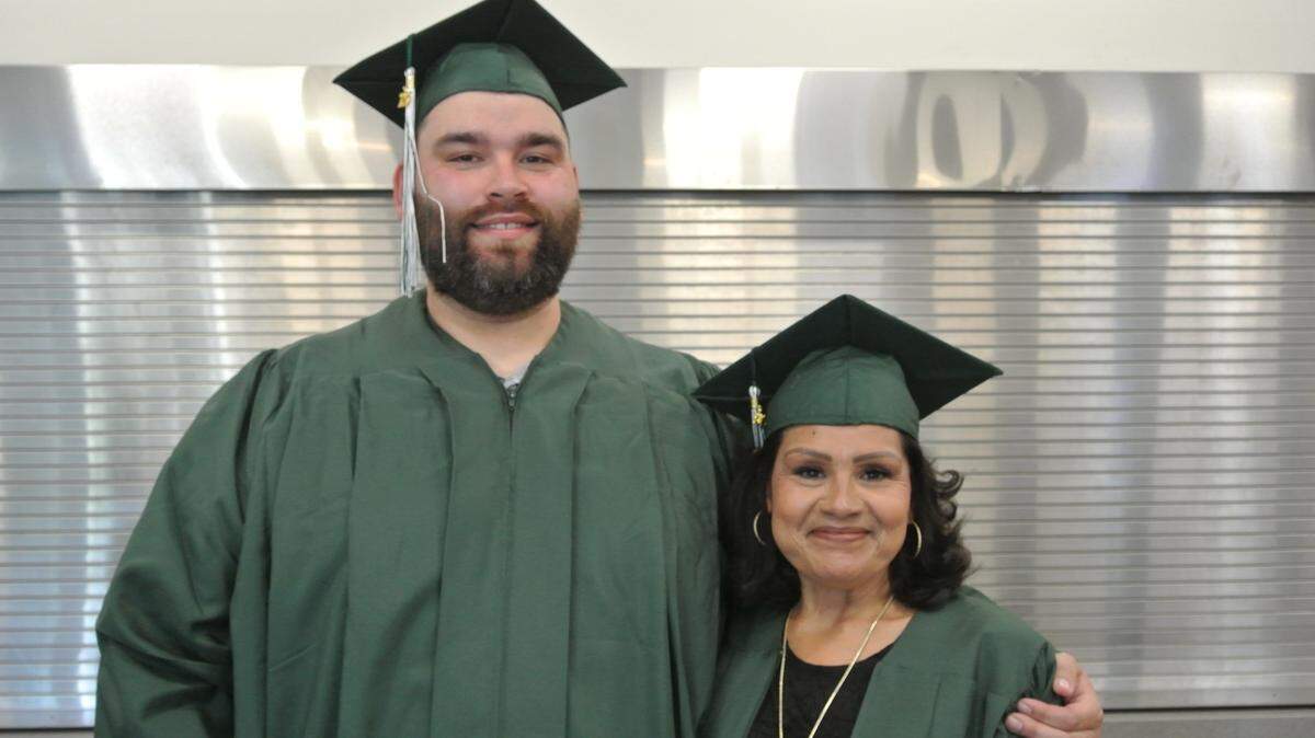 Heriberto Rodriguez, left, and Lourdes Gurrola graduated with their high school diplomas on June 3, 2025, through the Templeton Adult School.