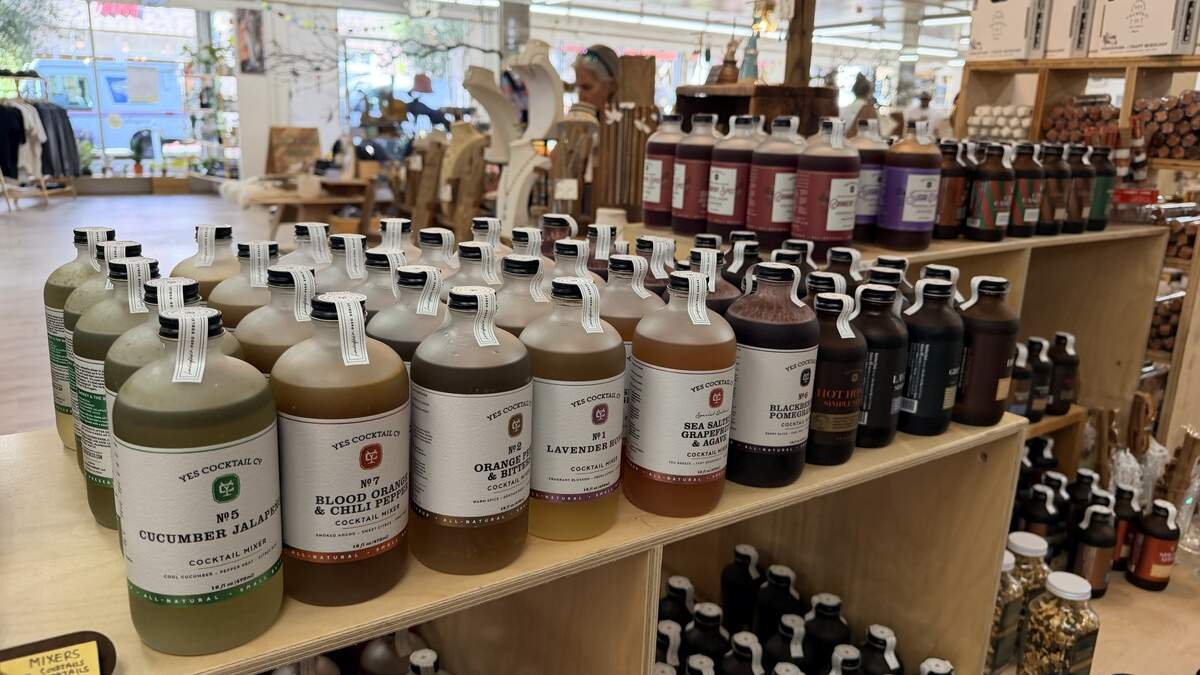Yes Cocktail mixes are among the items for sale at the annual SLOcally Made pop-up shop in San Luis Obispo. The 2025 version returned to the Monterey Street side of the Thrifty Beaches store.