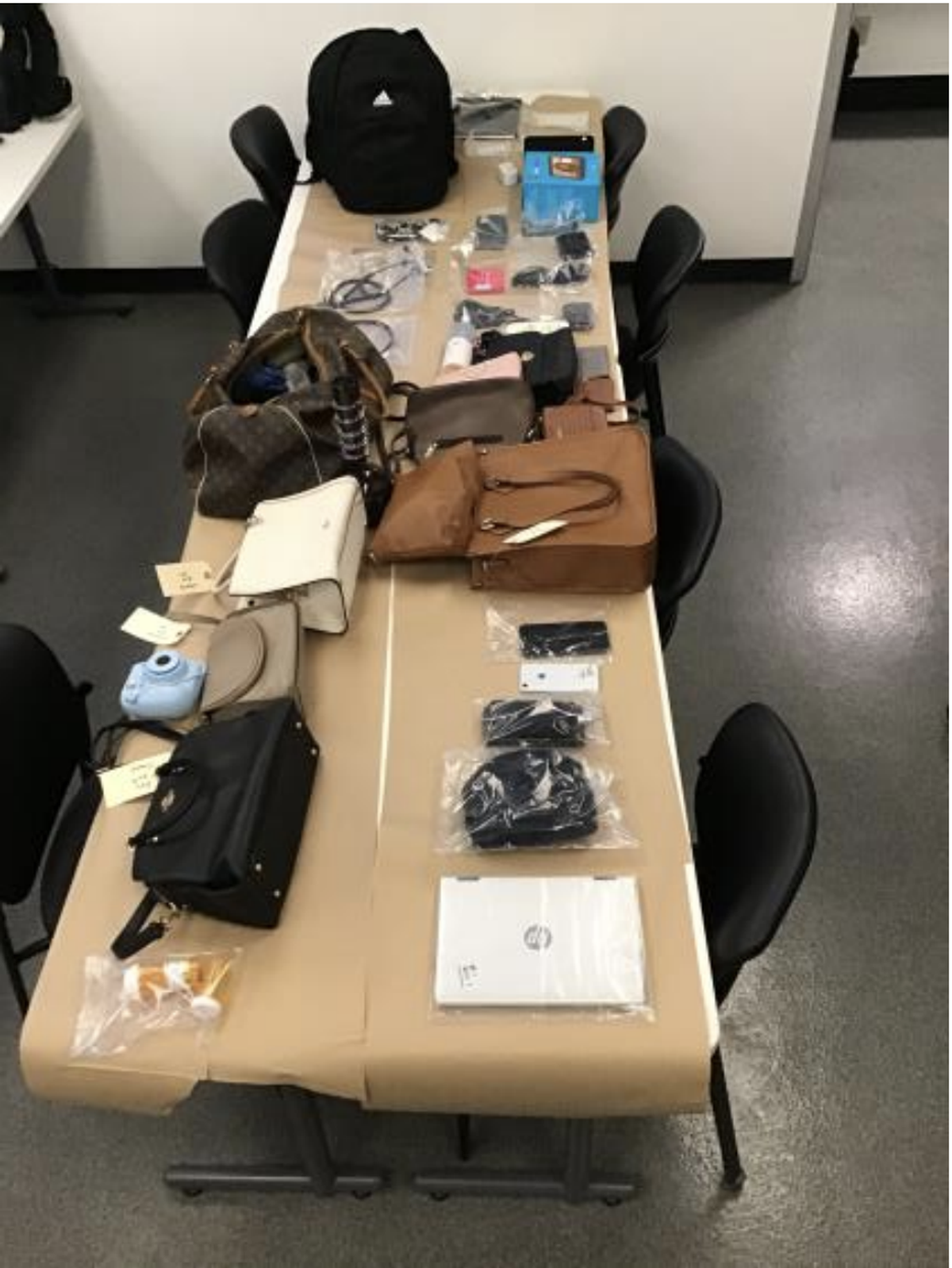 Items confiscated by the Arroyo Grande Police Department from a residence in the 700 block of Dodson Way were allegedly stolen from vehicles by a 28-year-old man.