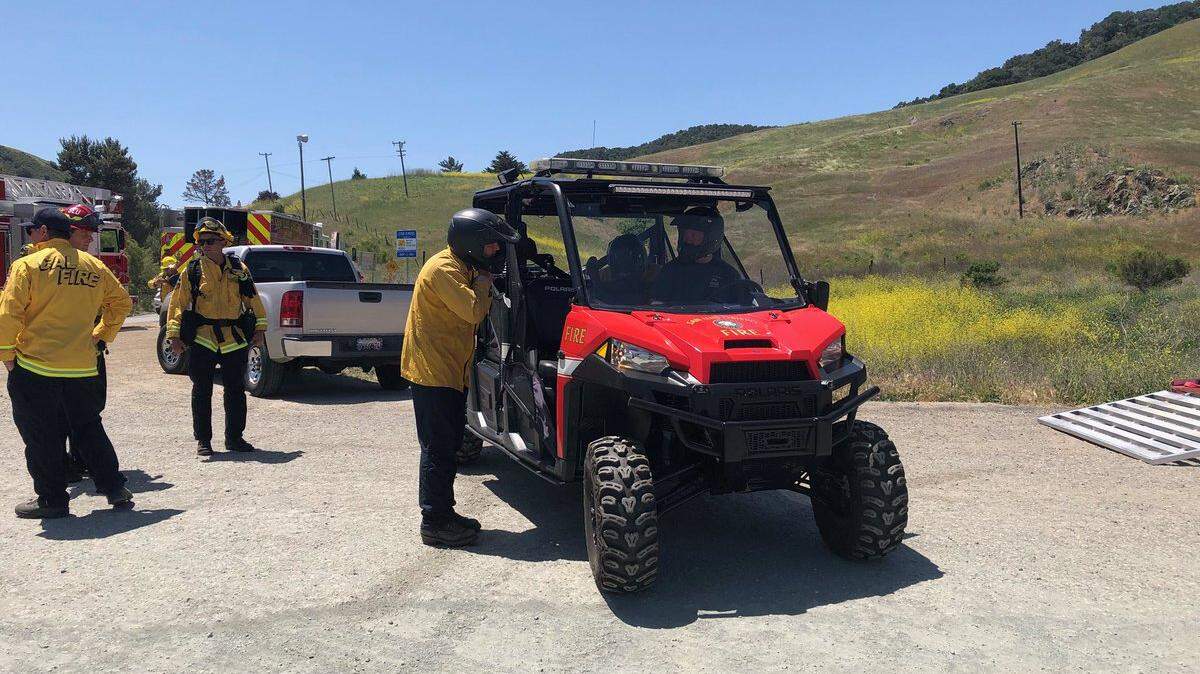 Cal Fire and the San Luis Obispo SLO City Fire Department participate in an open space rescue at Johnson Ranch in San Luis Obispo on Saturday, May 8, 2021.