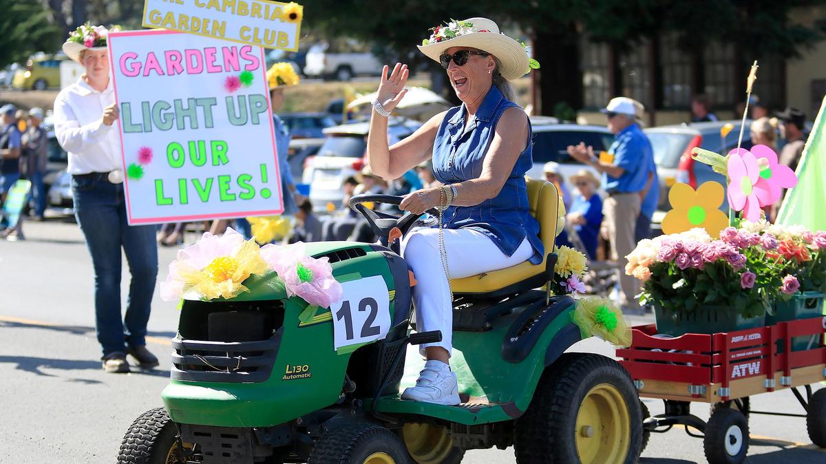 The Cambria Garden Club participates in the Pinedorado Parade in 2019. The popular Pinedorado festival returns on Cambria during Labor Day weekend in 2022.