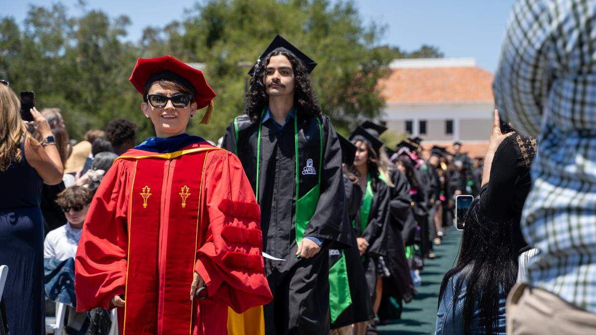 Cuesta College graduates process in for the 61st Commencement Ceremony on Friday, May 22, 2026. More than 1,500 students walked the stage.