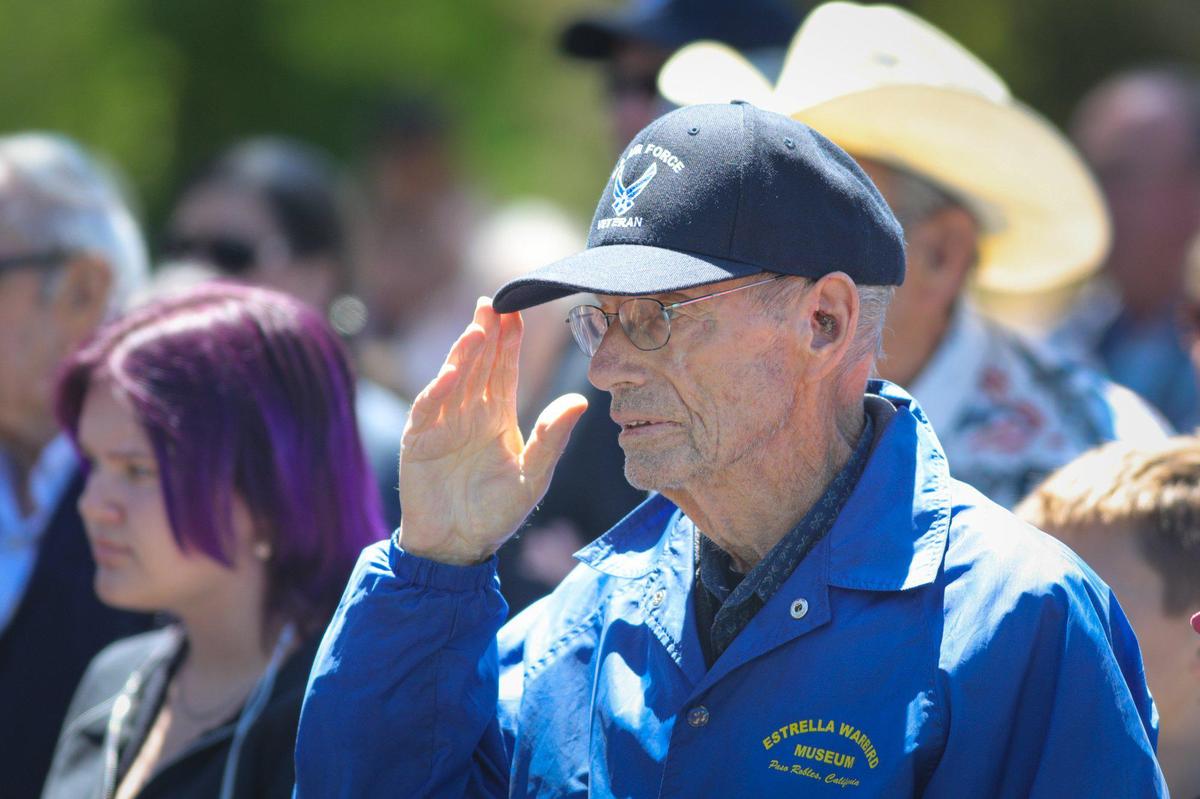 Stan Stenstrom of Paso Robles served in the Air Force for four years. He salutes during a ceremony at the Paso Robles District Cemetery on Memorial Day, May 30, 2022.