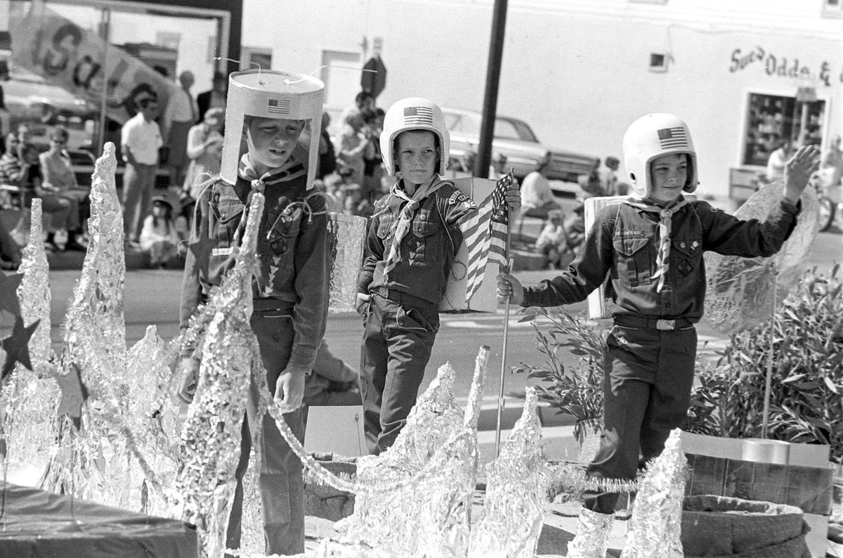 Cub Scouts from Pack 42 wear astronaut and alien costumes during the 33rd annual Harvest Festival parade in Arroyo Grande on Oct. 12, 1970.