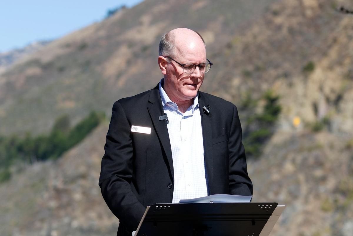 Highway 1 will not fully reopen on California’s Big Sur coast in 2024, Kevin Drabinksi, Caltrans public affairs officer said at a news conference at Ragged Point on Sept. 27, 2024. More than a month ago, Caltrans halted excavation work at Regent’s Slide, after workers noticed surface cracking about 450 feet above the roadway.