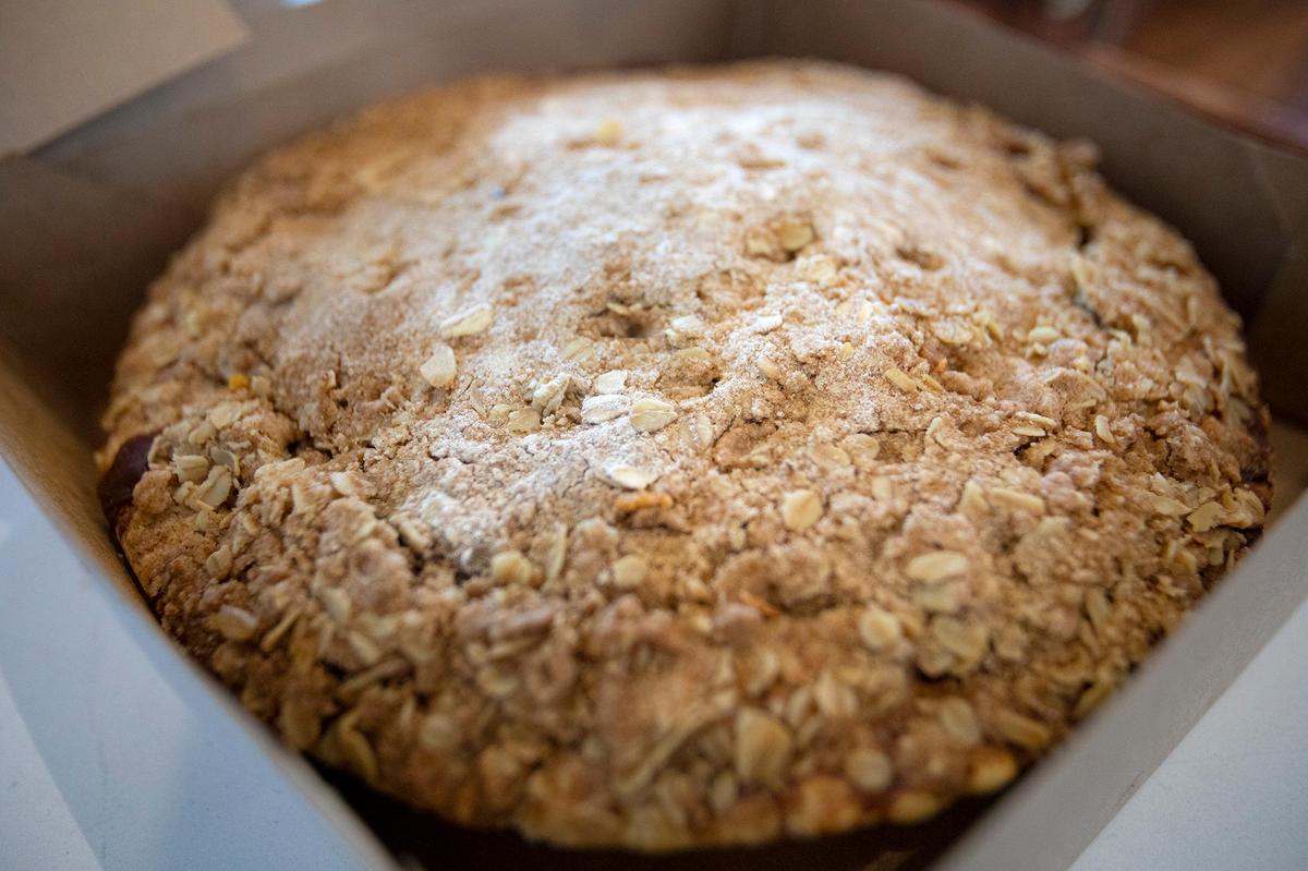 Baked goods for sale at Farmhouse House of Bread in San Luis Obispo County Regional Airport include the house-made Country Apple Pie.
