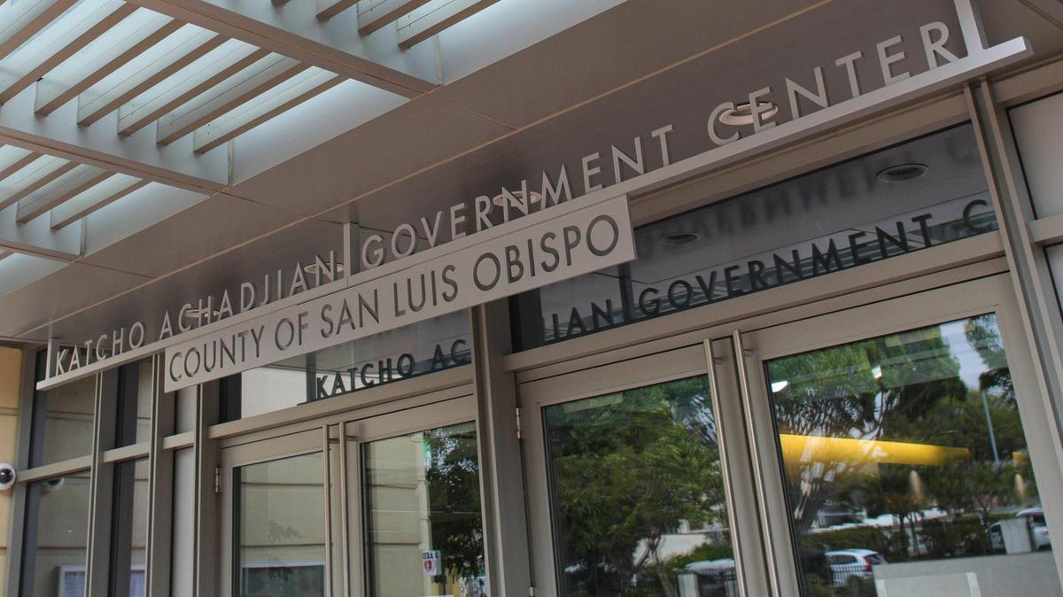 The sign at the Katcho Achadjian Government Center in San Luis Obispo.