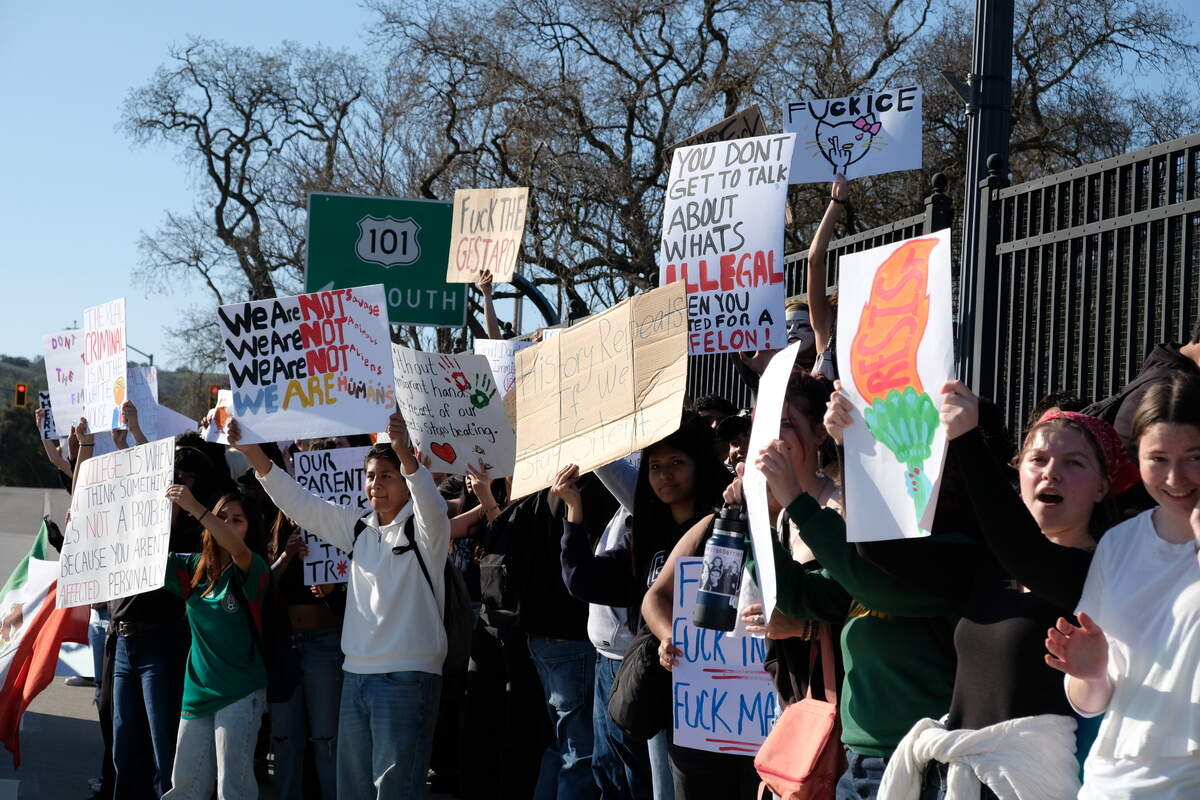 Hundreds of Paso Robles students marched down Niblick Road in protest of ICE on February 6, 2026. The student-led walkout was inspired by protests at other schools in SLO County.