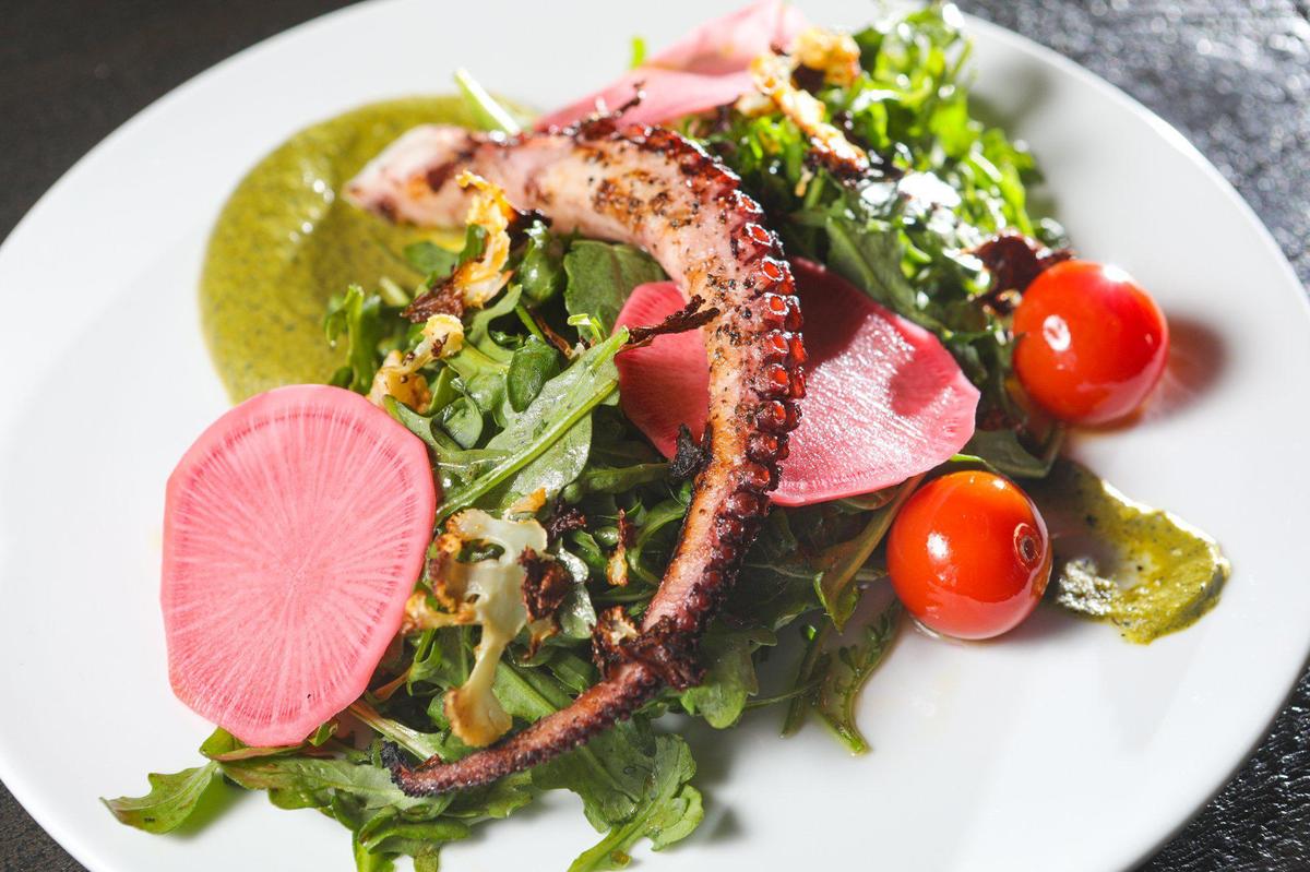 The Grilled Octopus Salad at Cielo Ristorante and Rooftop Bar in Atascadero.