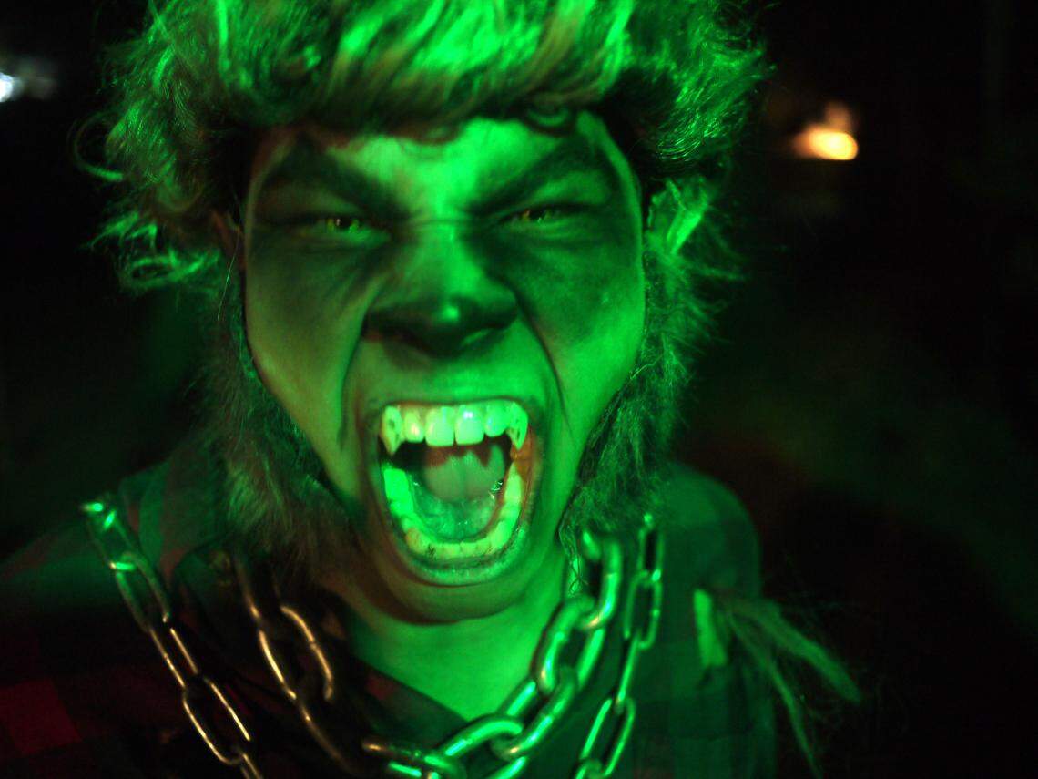 Actor Jessie Espinoza displays his werewolf snarl at Fright Planet in Sacramento in 2012. The Sacramento area is home to a number of top-rated haunted attractions.