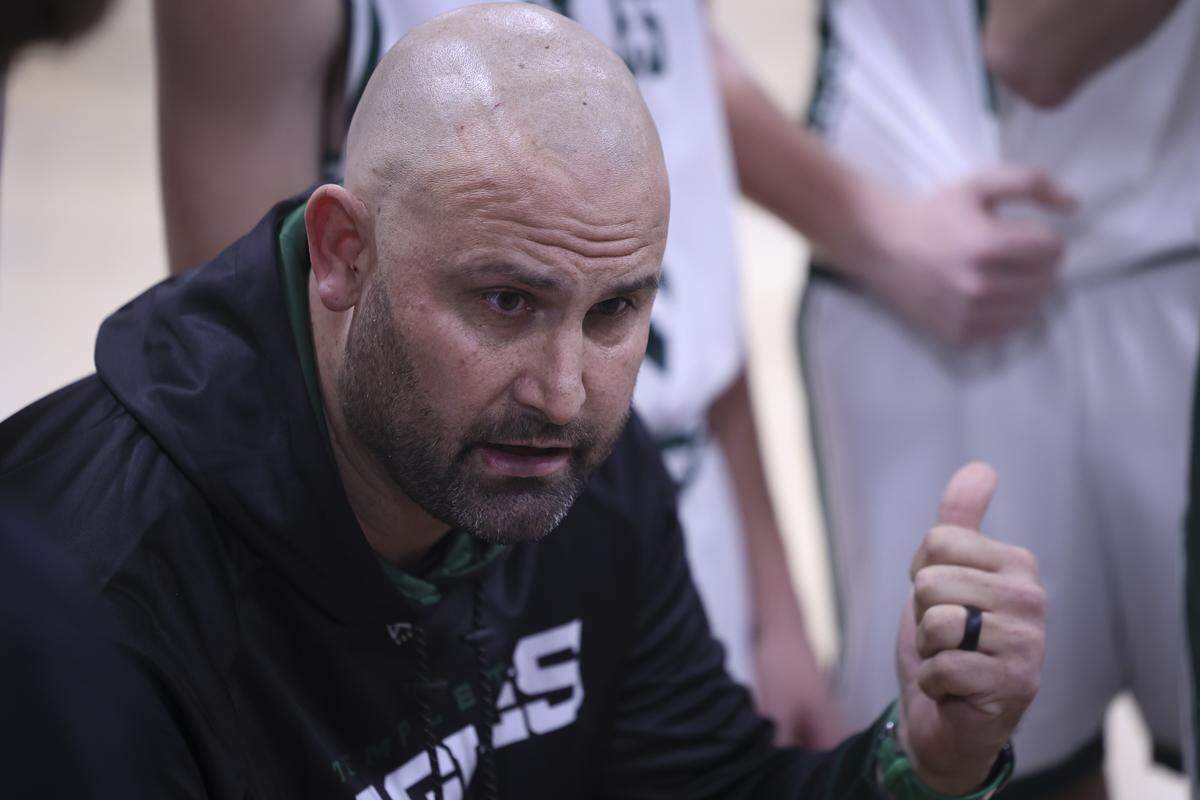 Lawren Ramos coaches the Eagles. Templeton beat Mission Prep in overtime, 76-70 on Jan. 7, 2026.