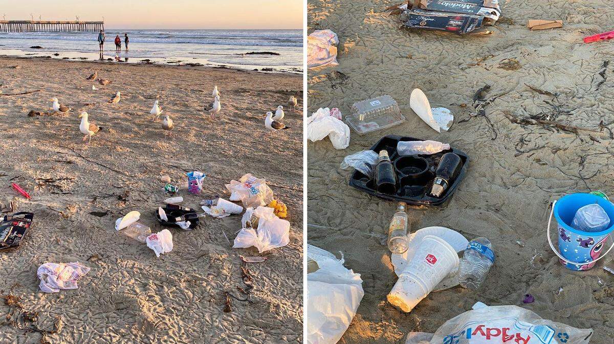 Visitors left Pismo Beach strewn with beer bottles, sand toys and food containers last weekend. For Memorial Day, the city is gearing up by bringing in additional trash containers.