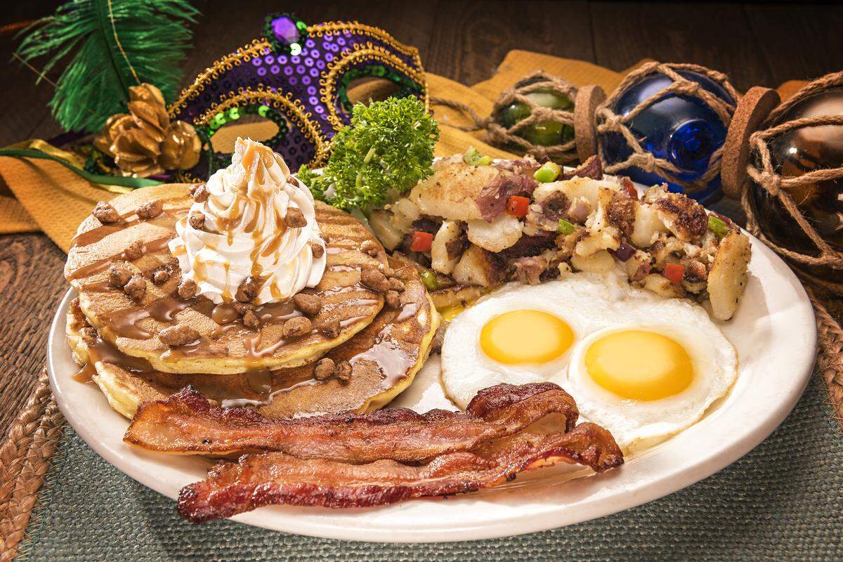 This N’awlin’s breakfast platter is a Southern specialty at Huckleberry’s Breakfast & Lunch restaurants.