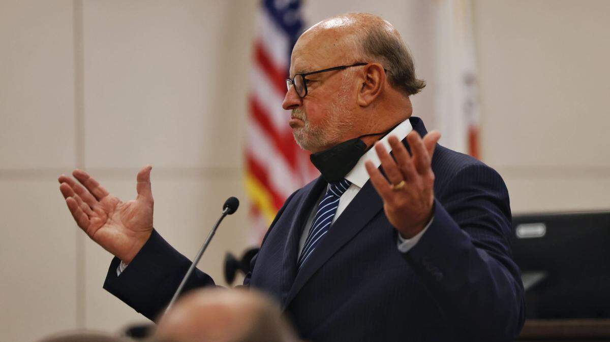 Defense attorney Robert Sanger speaks during opening statements for the Kristin Smart murder trial in Monterey County Superior Court in Salinas on Monday, July 18, 2022. He represents Paul Flores, who is accused of killing the Cal Poly student.