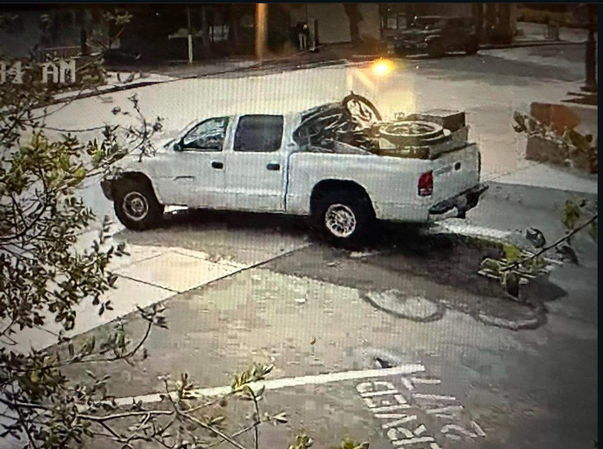 The driver of this truck was captured on video stealing two bikes out of another truck parked in San Luis Obispo on Nov. 23, 2024.