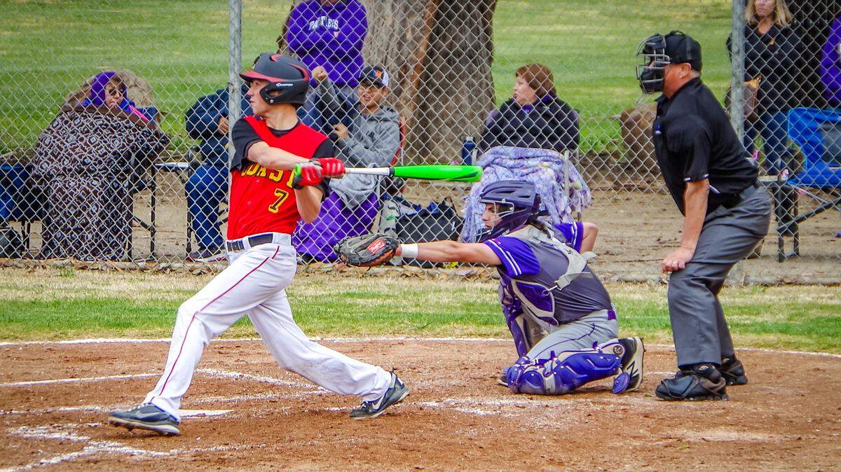 Coast Union senior pitcher Chase Volz allowed just one hit against Orcutt on Thursday April 19, but lost a nine-inning heartbreaker, 1-0. He also got a hit in that game. Here he bats earlier in the season.