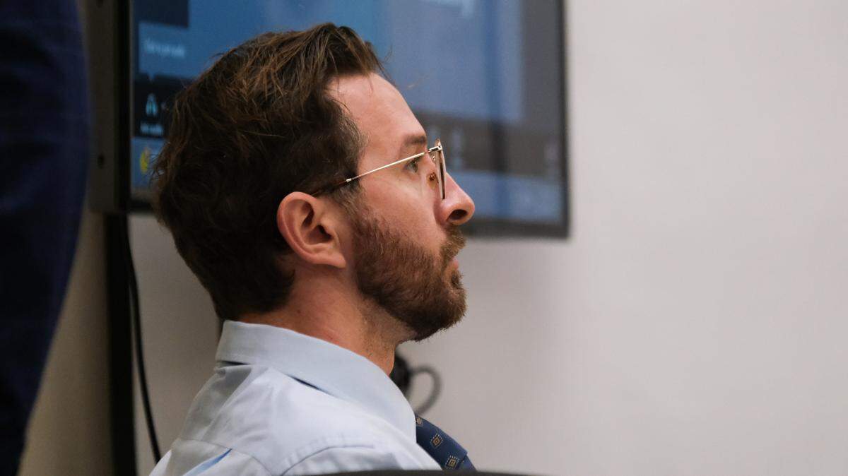 Nate Abate listens to his victims give impact statements in San Luis Obispo Superior Court on Nov. 12, 2024. He was convicted of sexually assaulting multiple underage girls and has been accused on social media of raping dozens of women and girls.