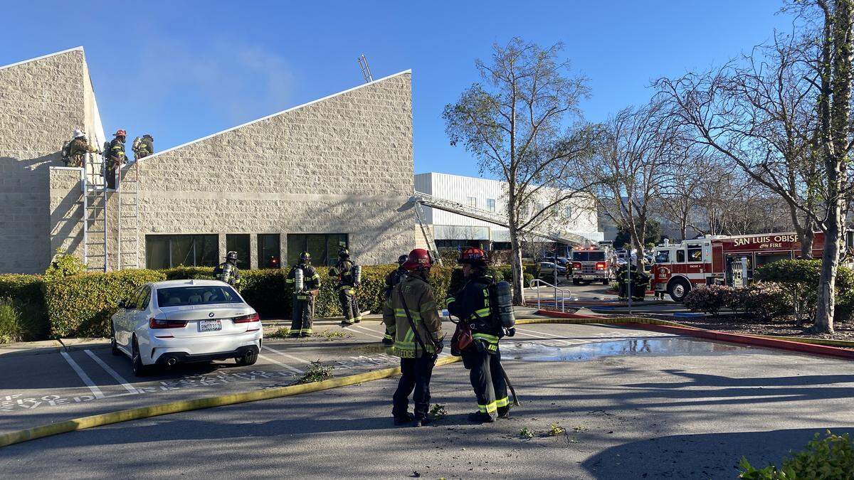 Several fire units were on the scene of a morning fire that erupted at a commercial building on South Higuera Street in San Luis Obispo