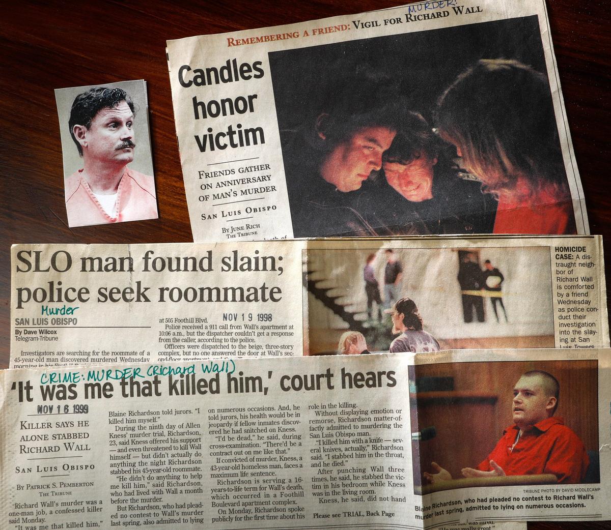 Blaine Richardson, lower right, confessed to the 1998 murder of Richard Wall, but his accomplice Allen Kness, upper left, was also convicted of the murder.