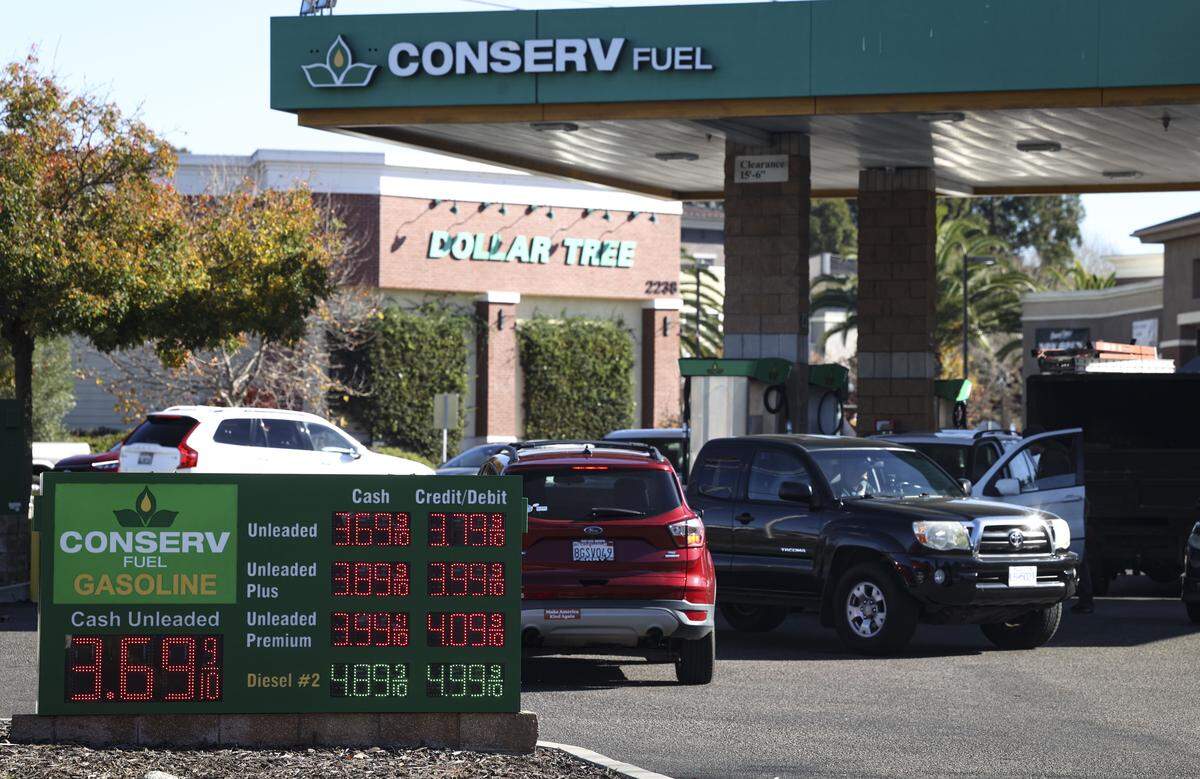 Gas prices were at 3.699 at Conserv Fuel on Broad St. in San Luis Obispo on Dec. 17, 2025.