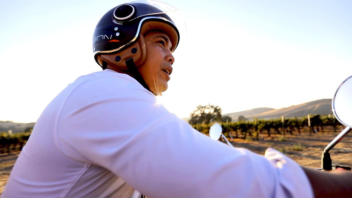 Third Wheel Tours, a new sidecar motorcycle wine tour, partners with Cass Winery in Paso Robles to take customers on tasting trips into the vineyard. Jaydy Gonzales, one of the owners, rides one of the company’s three motorcycles.
