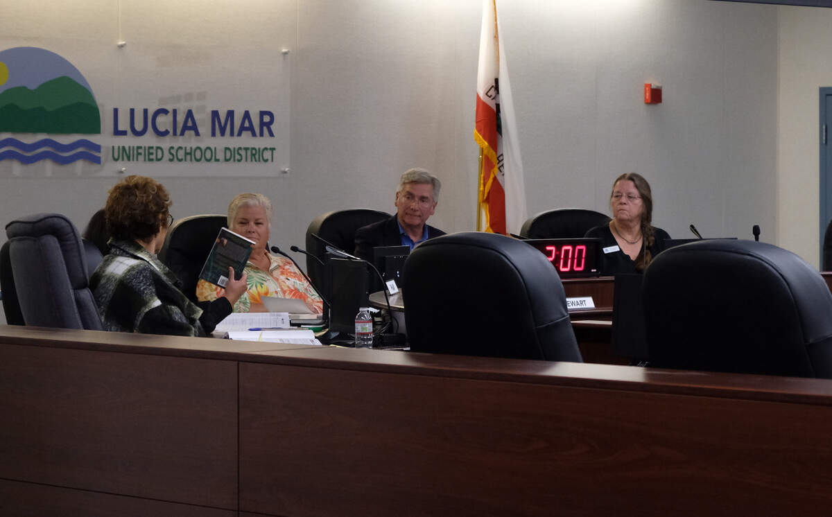 Lucia Mar school board members discuss the novel “The Bluest Eye” by Toni Morrison during a meeting on June 11, 2026, after an appeal was filed to remove the book from the Arroyo Grande High School library. The board rejected the request to ban the book.