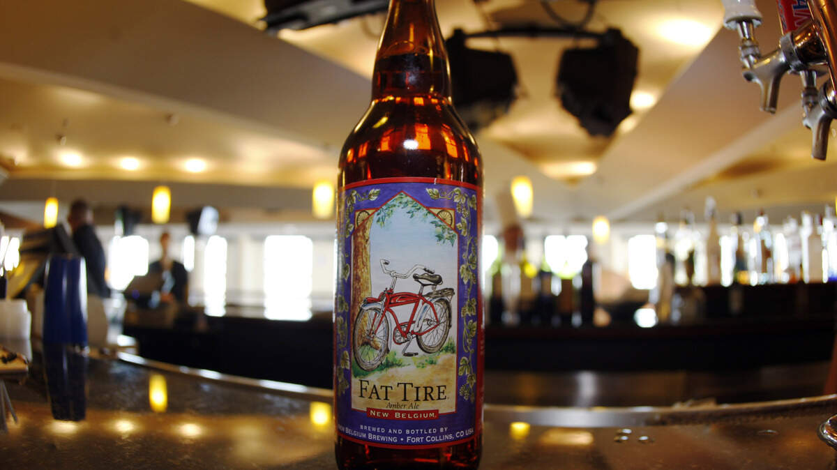 A boittle of Fat Tire Amber Ale sits on the bar in the club level of the Pepsi Center in Denver on Sunday, April 13, 2008. New Belgium Brewing, which makes the beer, is hiring 14 college brand ambassadors for the 2018-2019 school year.