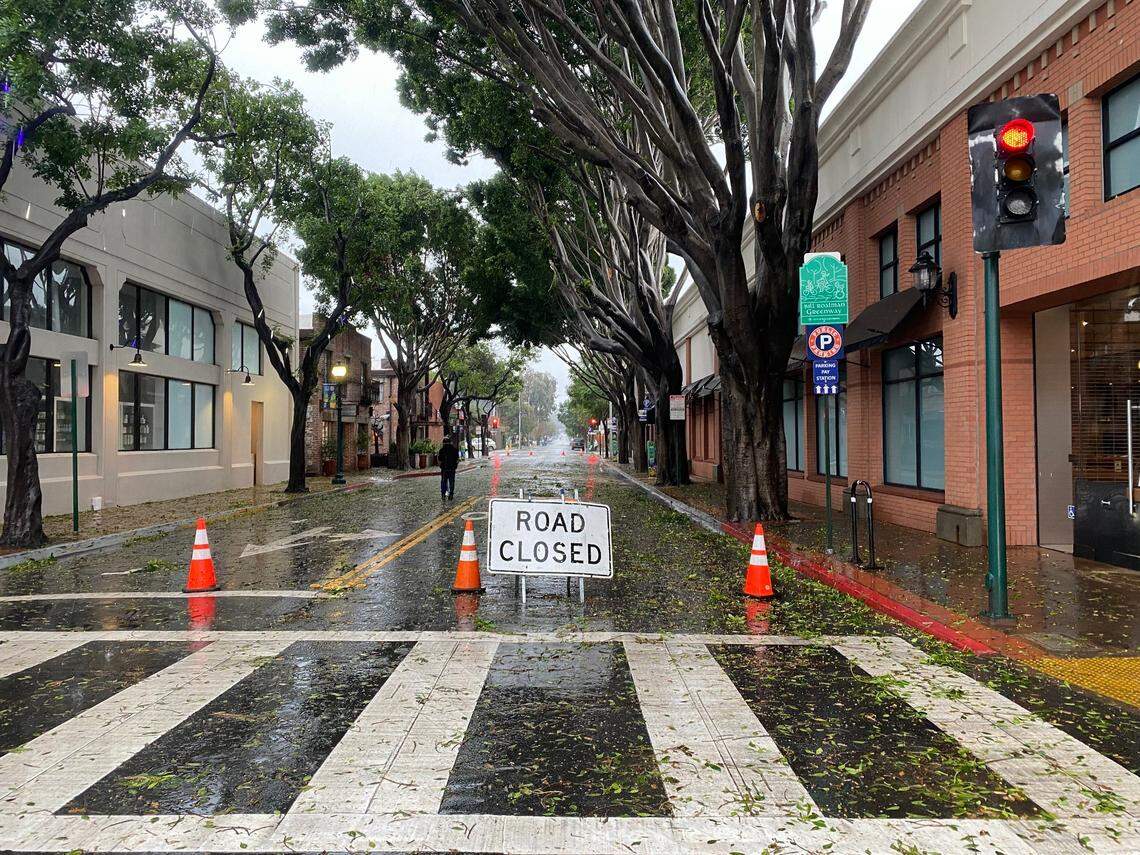Morro Street is closed in downtown San Luis Obispo on Monday, Jan. 9, 2023.