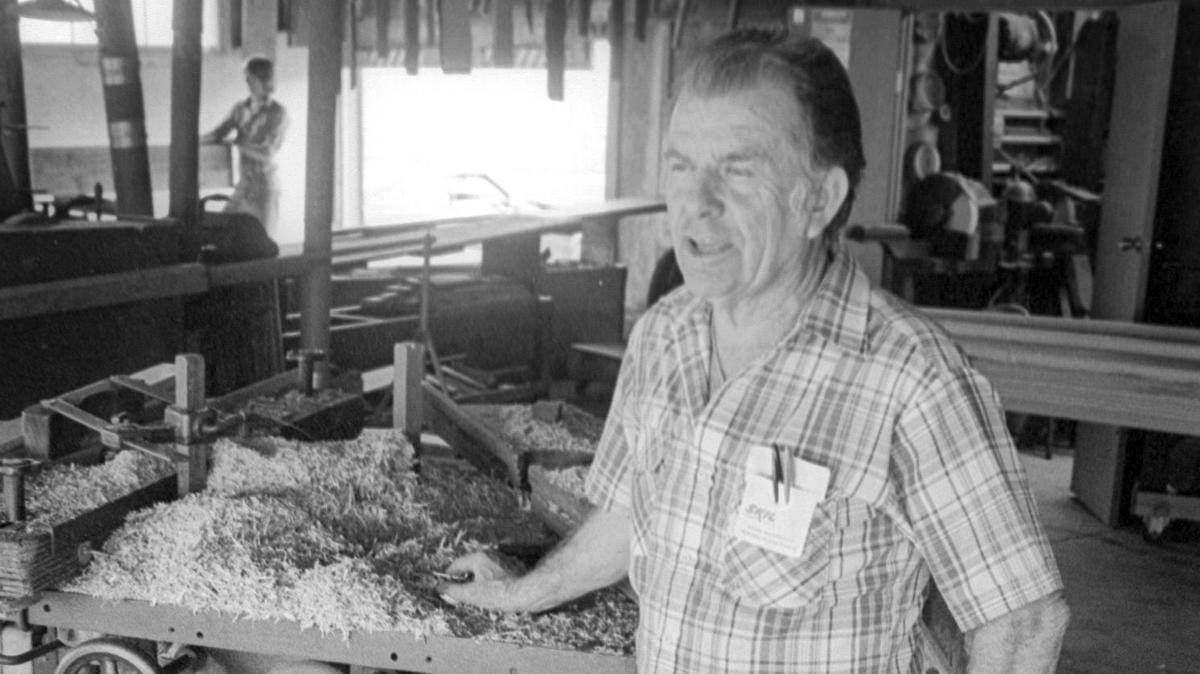 Port San Luis Harbor board member Gerard Parsons at his San Luis Mill and Lumber shop in this photo from Jan. 30, 1984. He and a brother, Roy, owned the lumber yard.