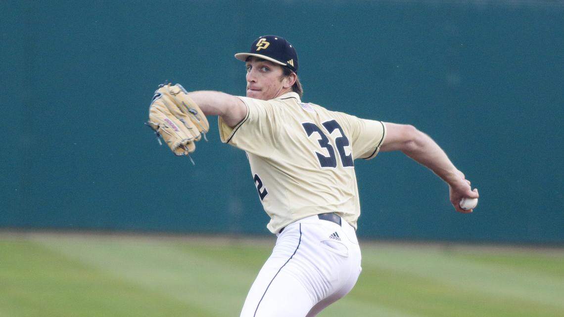 Carson Turnquist started for the Mustangs on Monday. He is a graduate of Paso Robles High School. Washington State beat Cal Poly 5-4 on Feb. 23, 2026.