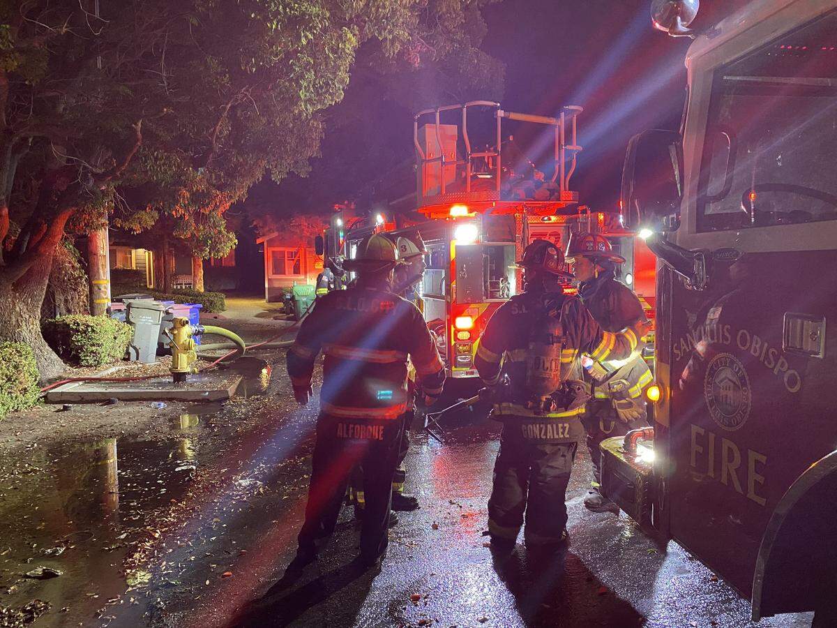 A SLO City home caught fire on Tuesday night, displacing four people, according to the San Luis Obispo City Fire Department.