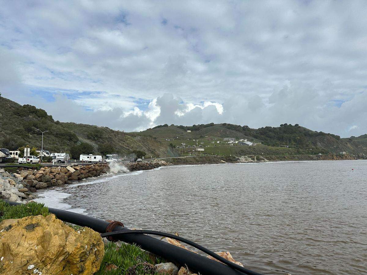 Stormy skies are seen over the beach at Port San Luis in Avila Beach on Tuesday, Jan. 10, 2023.