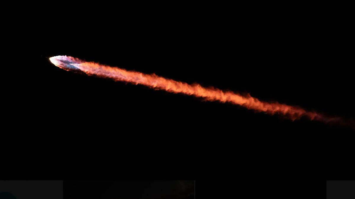 A Falcon 9 rocket heads into orbit early Monday, Oct. 9, 2023, from Vandenberg Space Force Base, carrying 21 Starlink satellites.