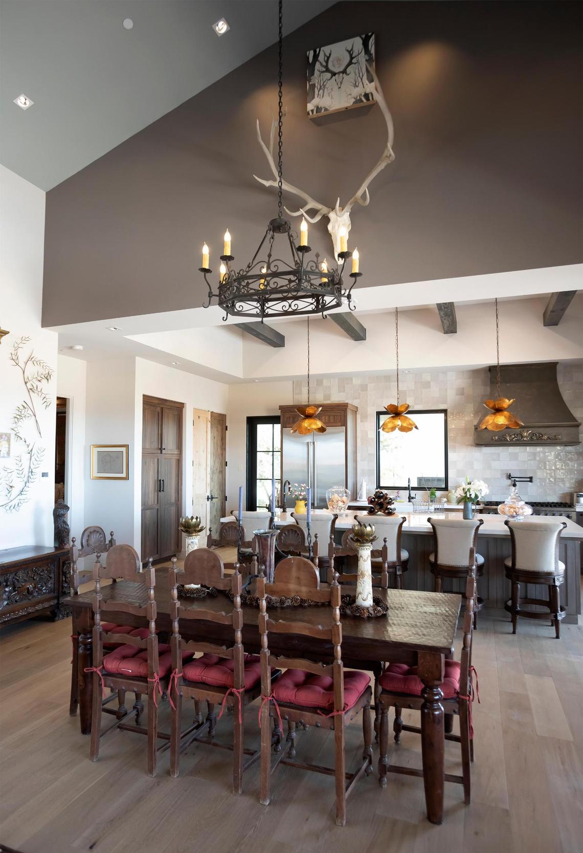 Elk horns mounted by Central Coast Taxidermy in Bradley atop a resin skull replica are displayed in the great room of the San Miguel home of Charles Miller and Tina Gulotta-Miller.