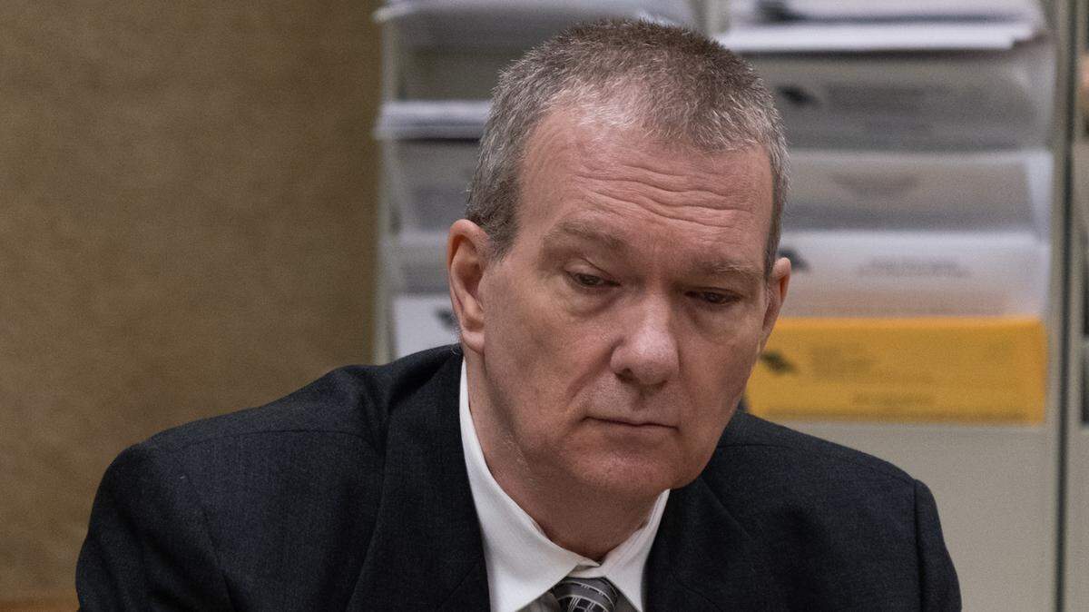 Stephen Deflaun listens to the judge rule he was legally sane when he killed two people on Morro Strand State Beach, during a hearing in San Luis Obispo Superior Court on April 28, 2023.