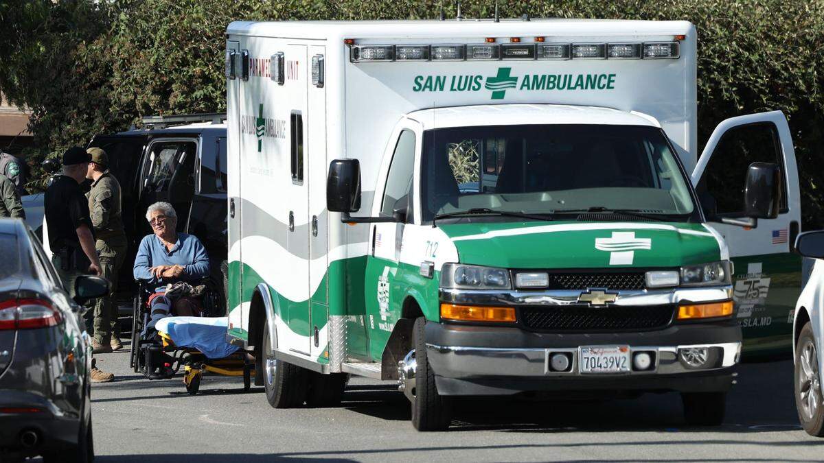 Anthony Carducci, 75, of Arroyo Grande undergoes a medical evaluation on Monday, Sept. 18, 2023, before being taken into custody by the San Luis Obispo County Sheriff’s Office. He was arrested on suspicion of an attempted murder charge.