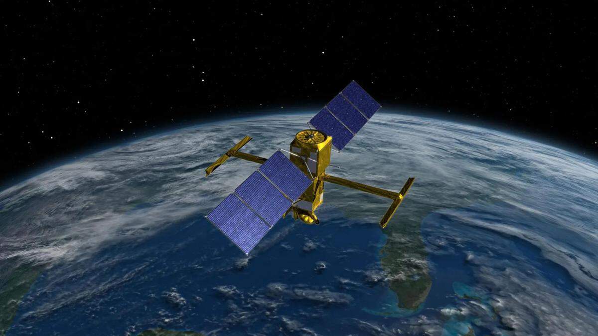 An artist’s concept shows the Surface Water and Ocean Topography satellite, or SWOT, which launched in December 2022 from Vandenberg Space Force Base and recently noted warmer waters off the coast of Northern California.