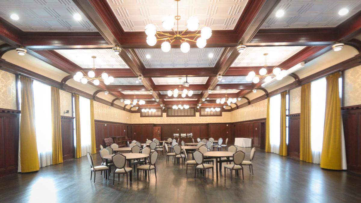 The Grand Ballroom building survived the 1940 fire that destroyed most of the original 1891 resort. Tour of the newly renovated Paso Robles Inn on Oct. 9, 2024.