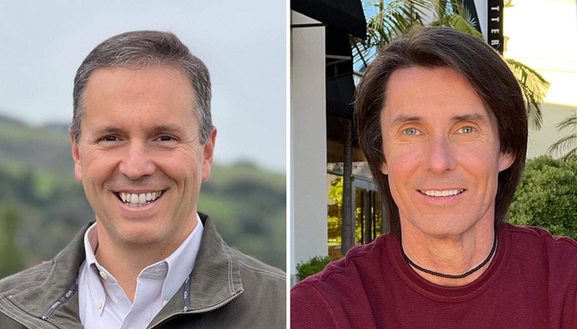 Jim Dantona, left, and Michael Erin Woody are running for the District 2 San Luis Obispo County Board of Supervisors seat held by Bruce Gibson, who is retiring after 20 years on the board.