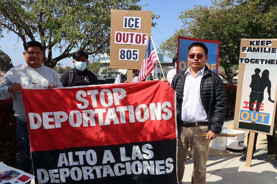Central Coast immigrant advocacy organizations held a news conference outside the Joseph Centeno Administration Building in Santa Maria on June 12, 2025, after ICE arrested at least 40 undocumented farmworkers in Santa Barbara and Ventura counties earlier that week. Many community members showed up in support of immigrant rights.