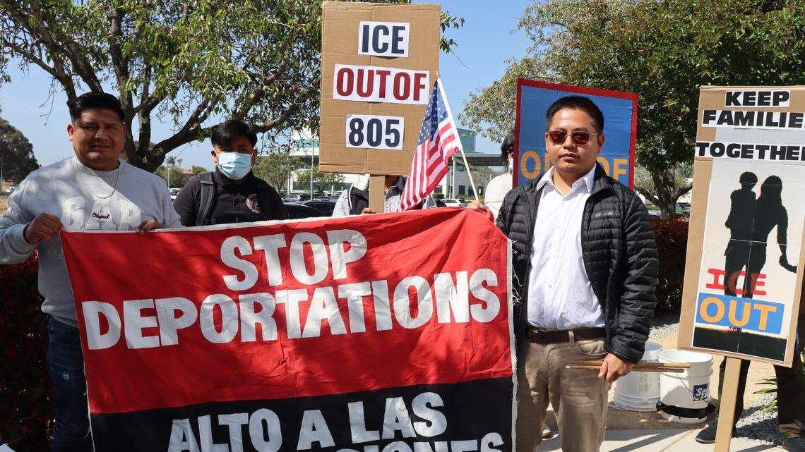 Central Coast immigrant advocacy organizations held a news conference outside the Joseph Centeno Administration Building in Santa Maria on June 12, 2025, after ICE arrested at least 40 undocumented farmworkers in Santa Barbara and Ventura counties earlier that week. Many community members showed up in support of immigrant rights.