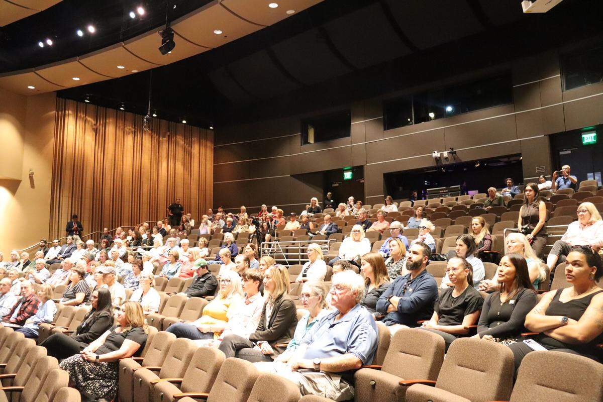 Attendees listen to a forum on Medicare at Cuesta College on Aug. 22, 2025.