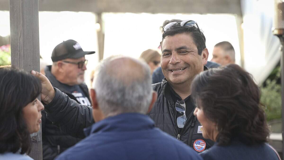 Adam Verdin greets people at his party at Old Juan's Cantina in Oceano. Supporters gathered to see their candidate for District 4 of the San Luis Obispo County Board of Supervisors June 2, 2026.